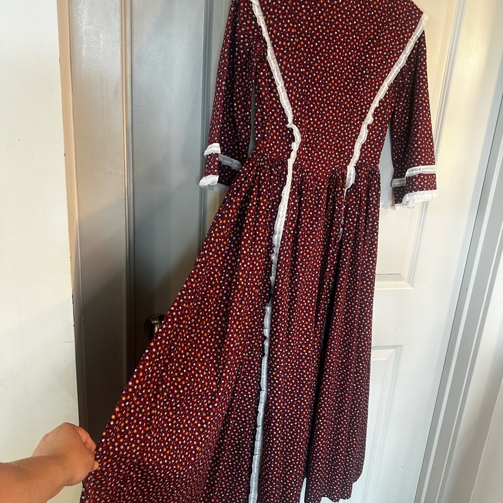 Vintage Homemade Gunne Sax Inspired Cottage Core Prairie Micro Floral Maxi Dress - Picture 4 of 9